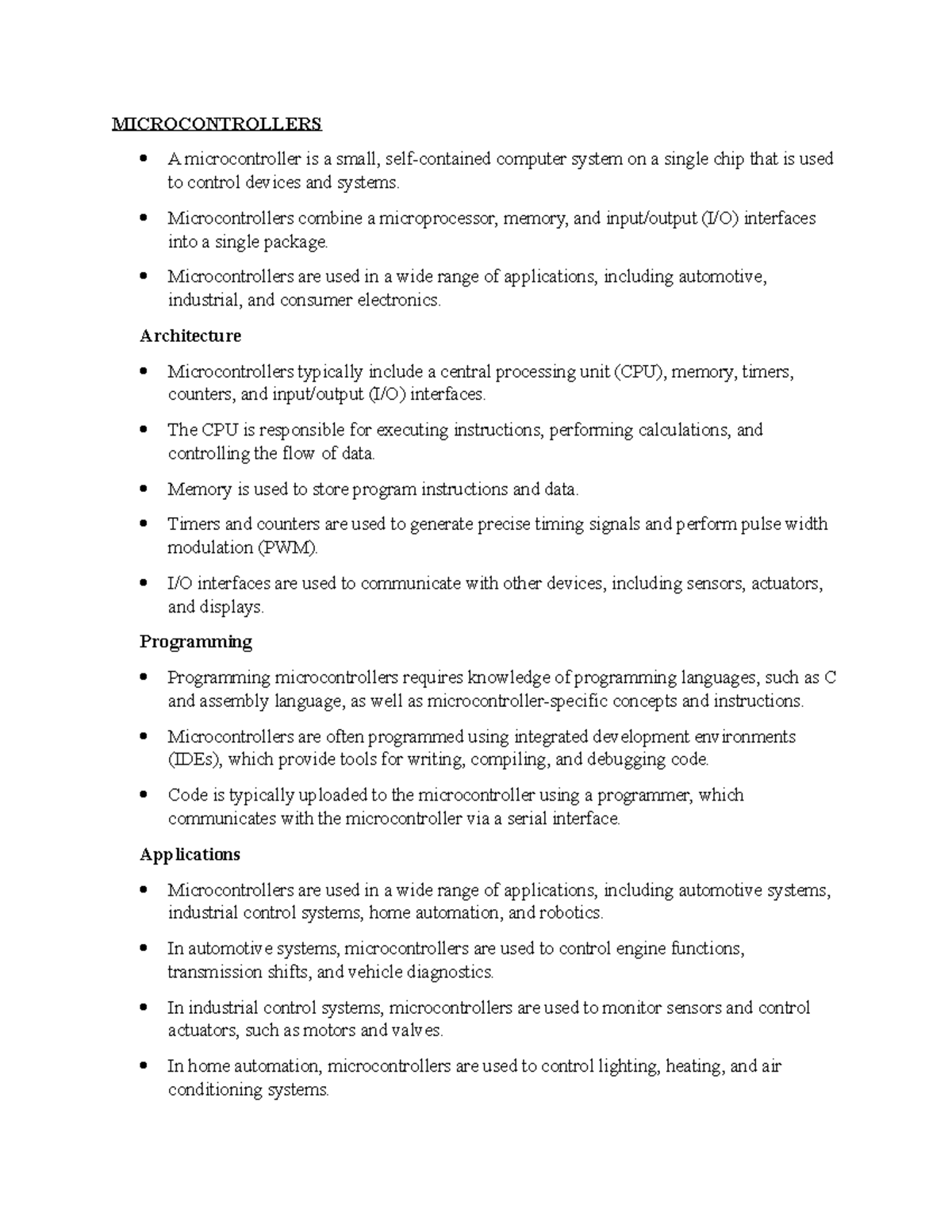 Microcontrollers Notes 1 - MICROCONTROLLERS A microcontroller is a ... image.