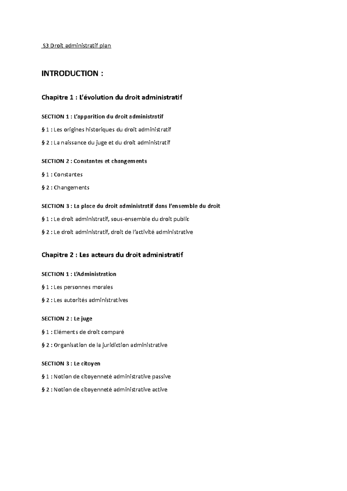 Droit Administratif Plan - S3 Droit Administratif Plan INTRODUCTION ...