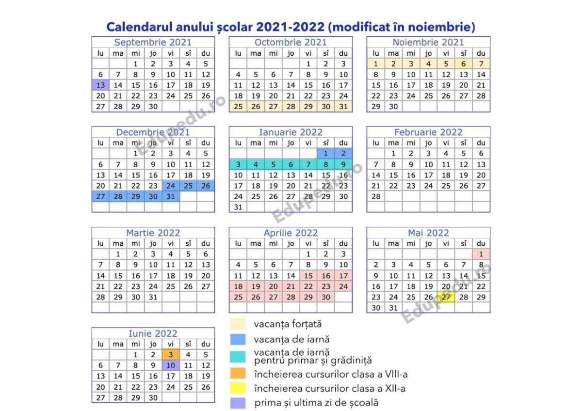 Calendarul Anului Scolar 2021 2022 NOU 1 - Managementul Comunicarii In ...