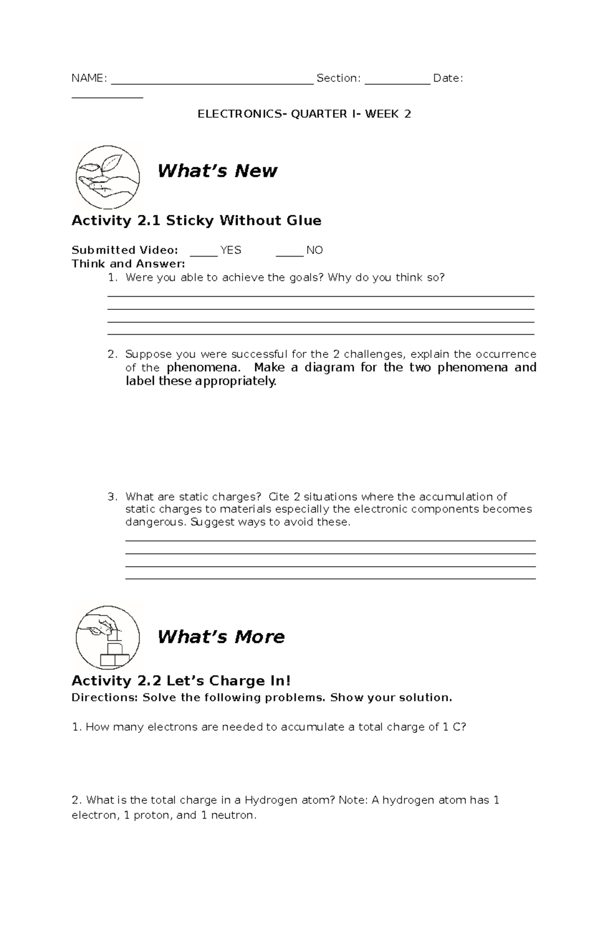 Electronics Q1 W2 Answer Sheet - NAME ...