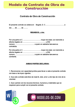 Introducir 108+ Imagen Modelo De Contrato De Obra - Abzlocal.mx
