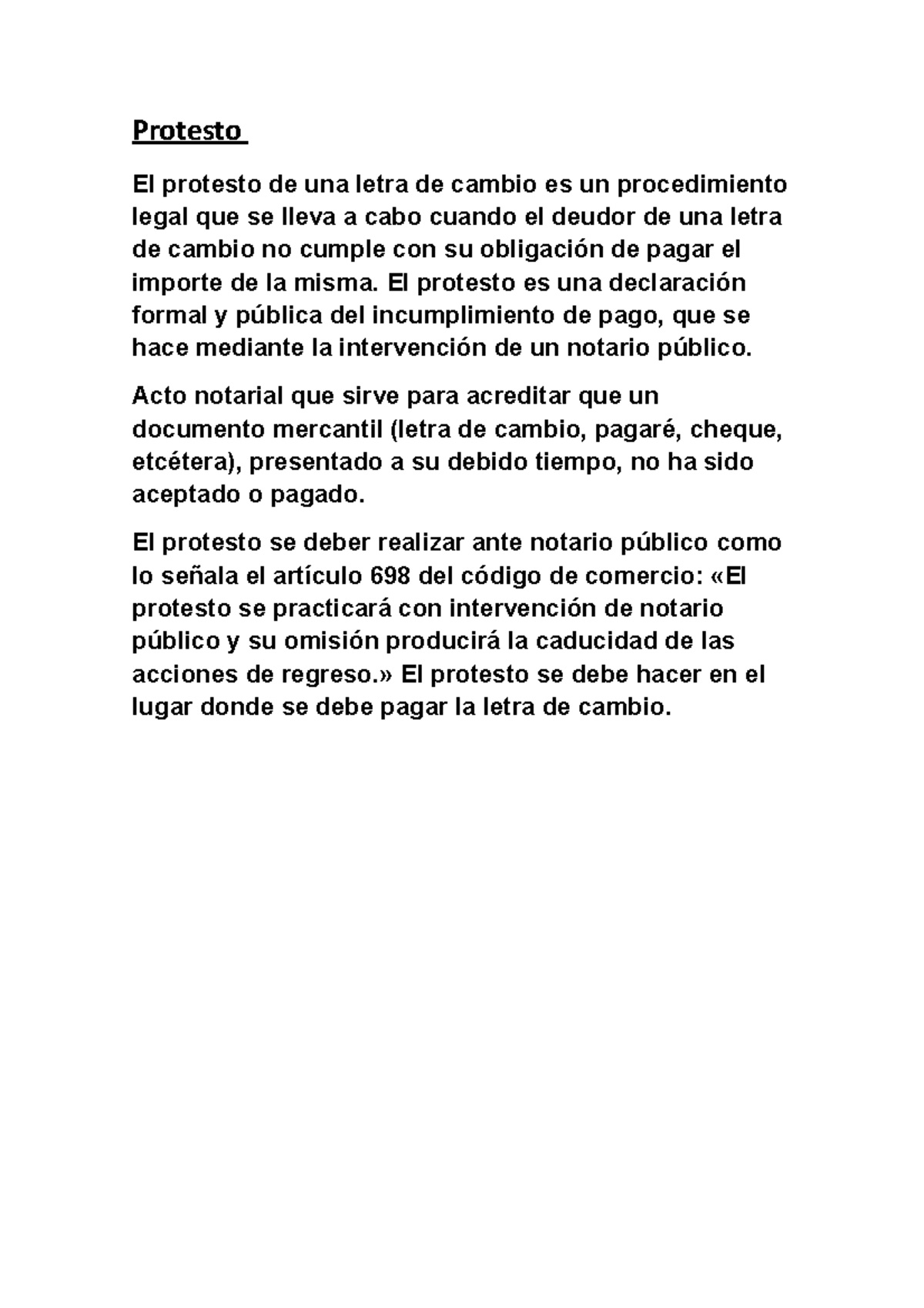 Protesto - Protesto El protesto de una letra de cambio es un ...