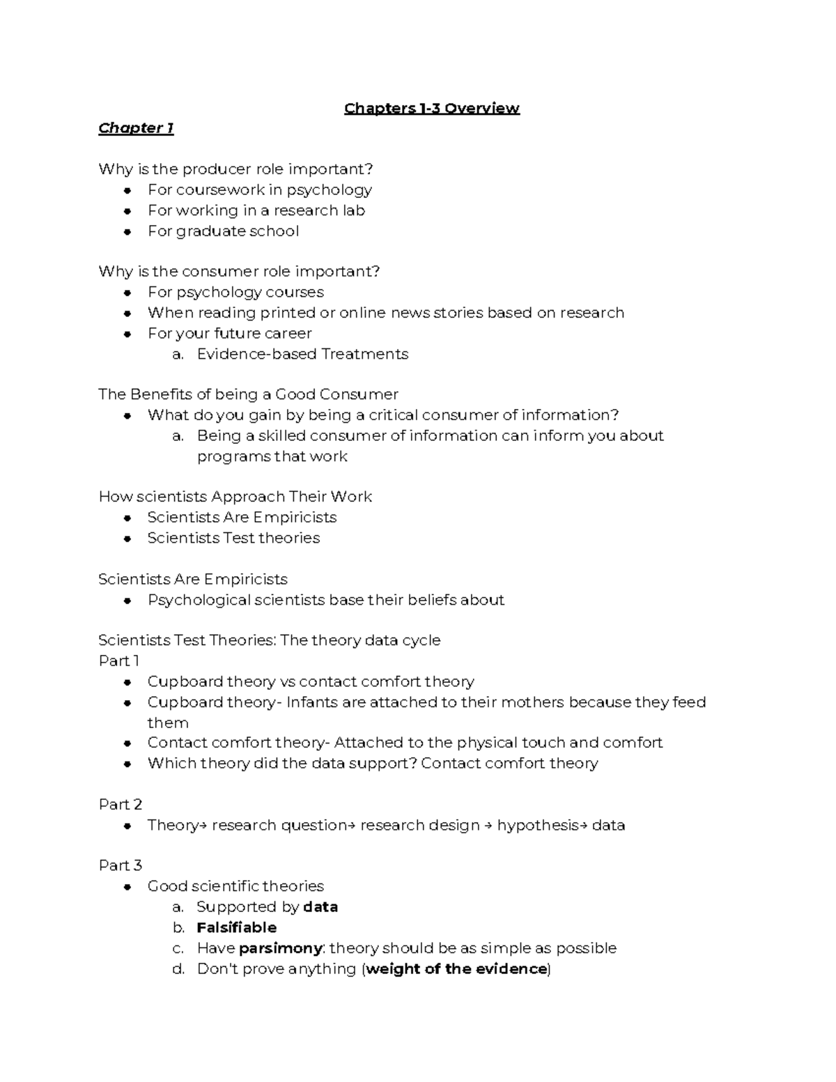 Research Psych Notes Chapter 1-3 - Chapters 1-3 Overview Chapter 1 Why ...