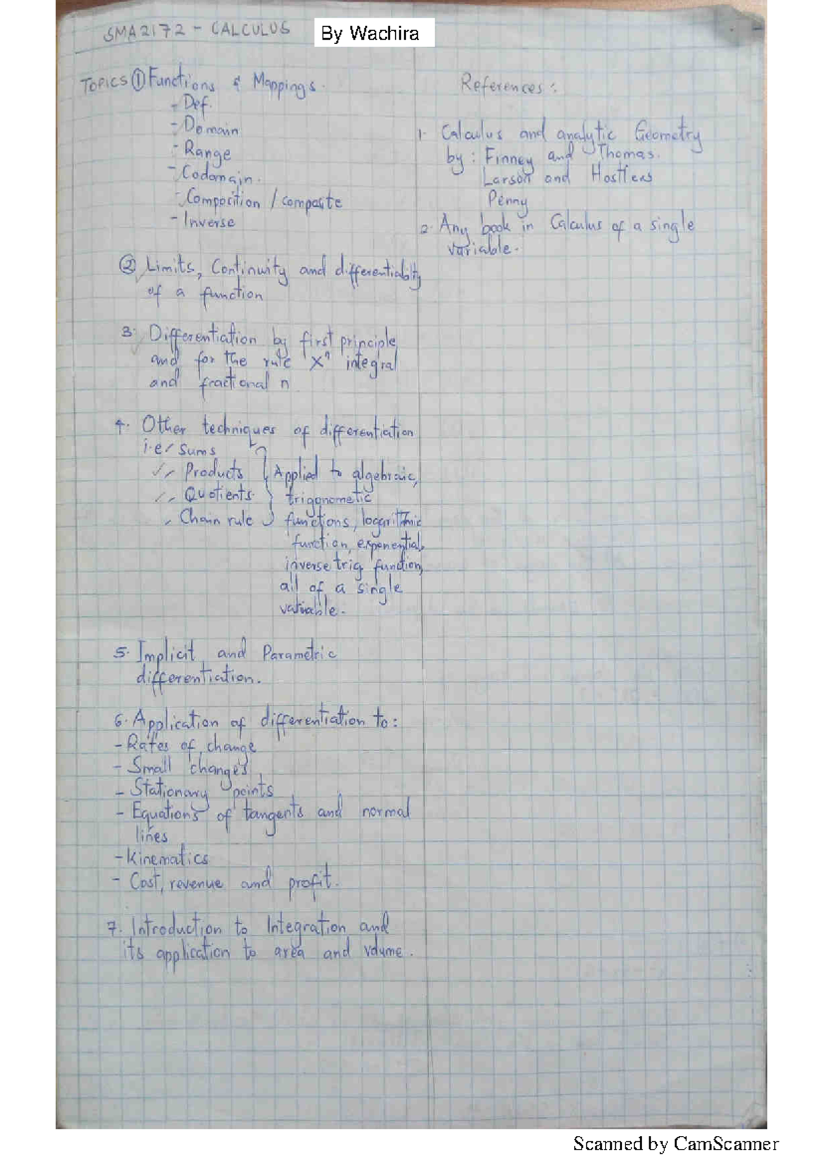 Calculus 1 Lecture Notes Stochastic Calculus 1 By Wachira Studocu