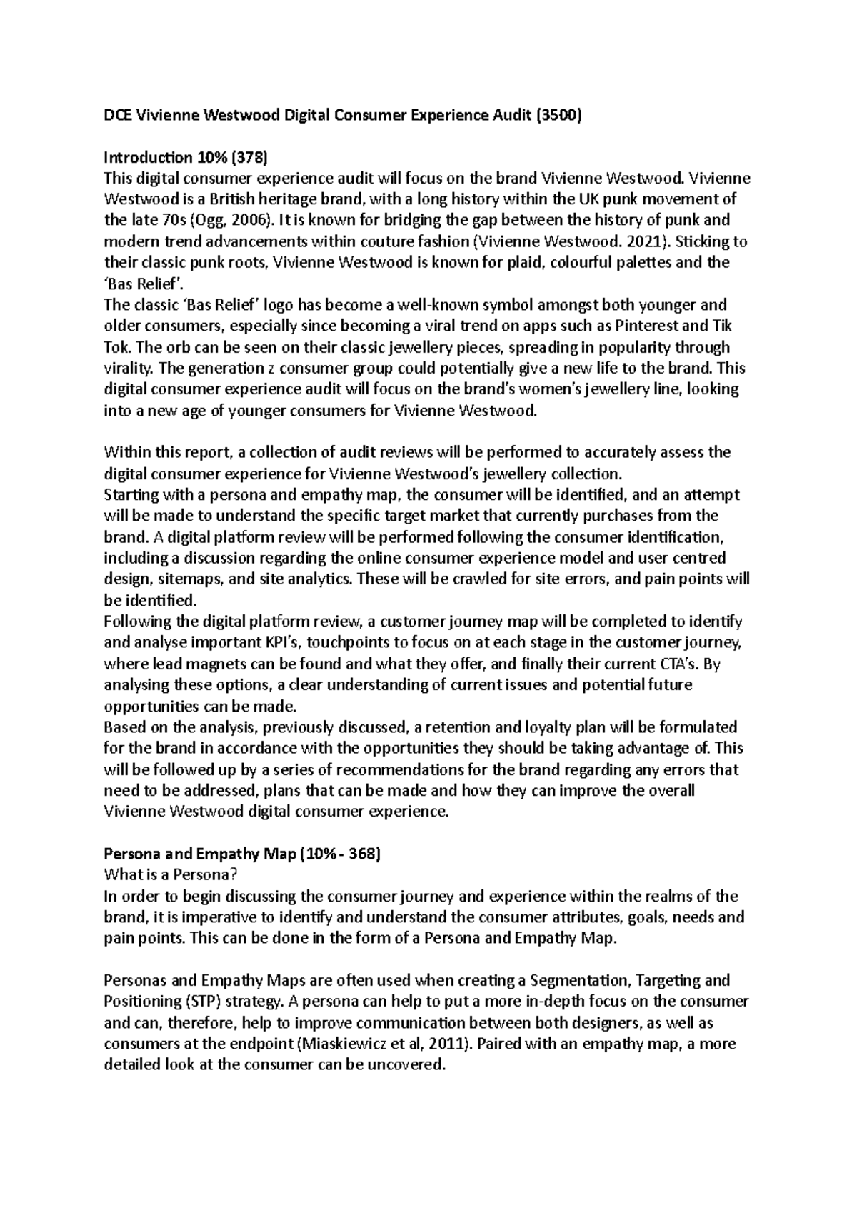 DCE Vivienne Westwood Digital Consumer Experience Audit Vivienne