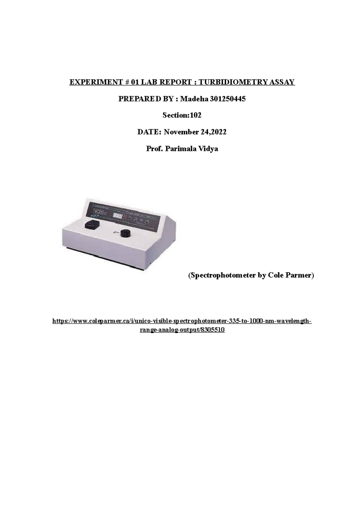 Lab report exp 1 - Experiment #1 Titration of Amino Acids - EXPERIMENT ...