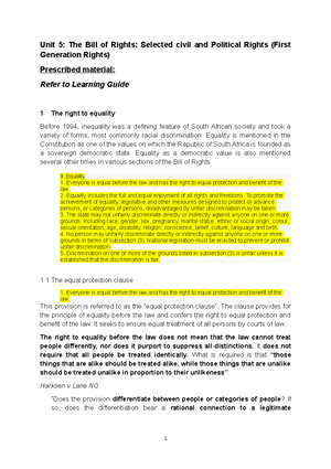 FUR2601 SU1 Introduction to the Constitution and the Bill of Rights 1 ...