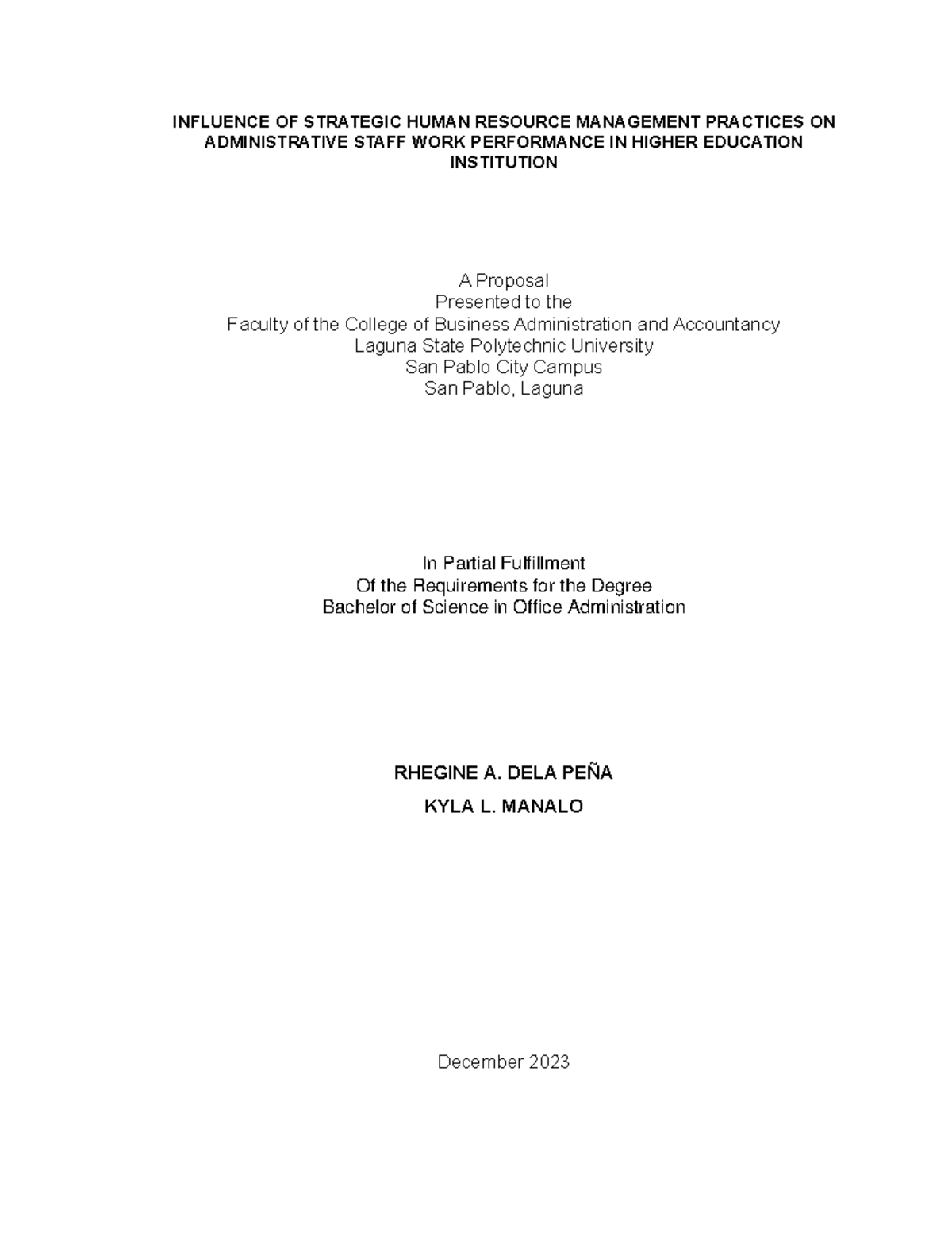 Chapter 1 - INFLUENCE OF STRATEGIC HUMAN RESOURCE MANAGEMENT PRACTICES ...