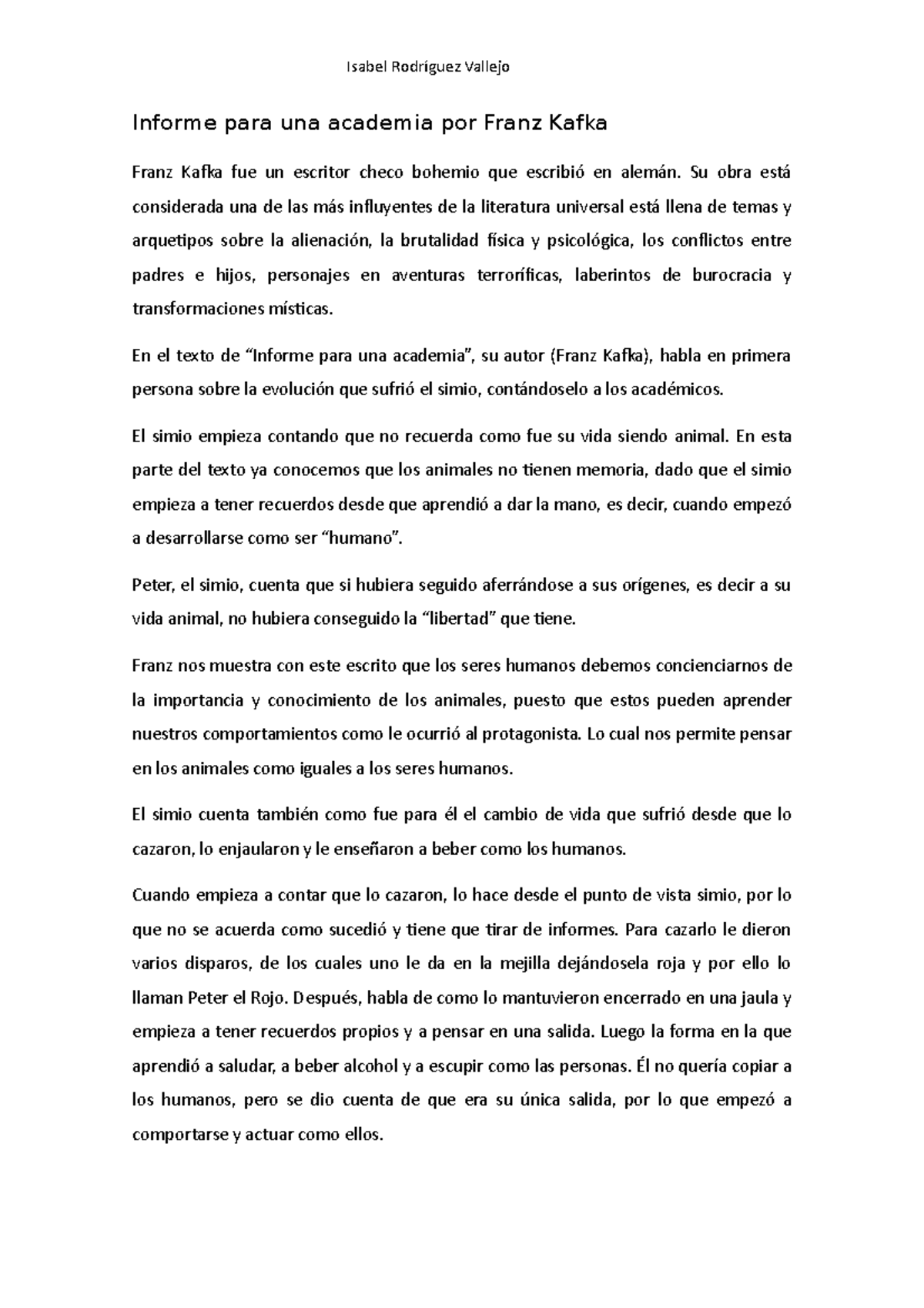 Informe para una academia por Franz