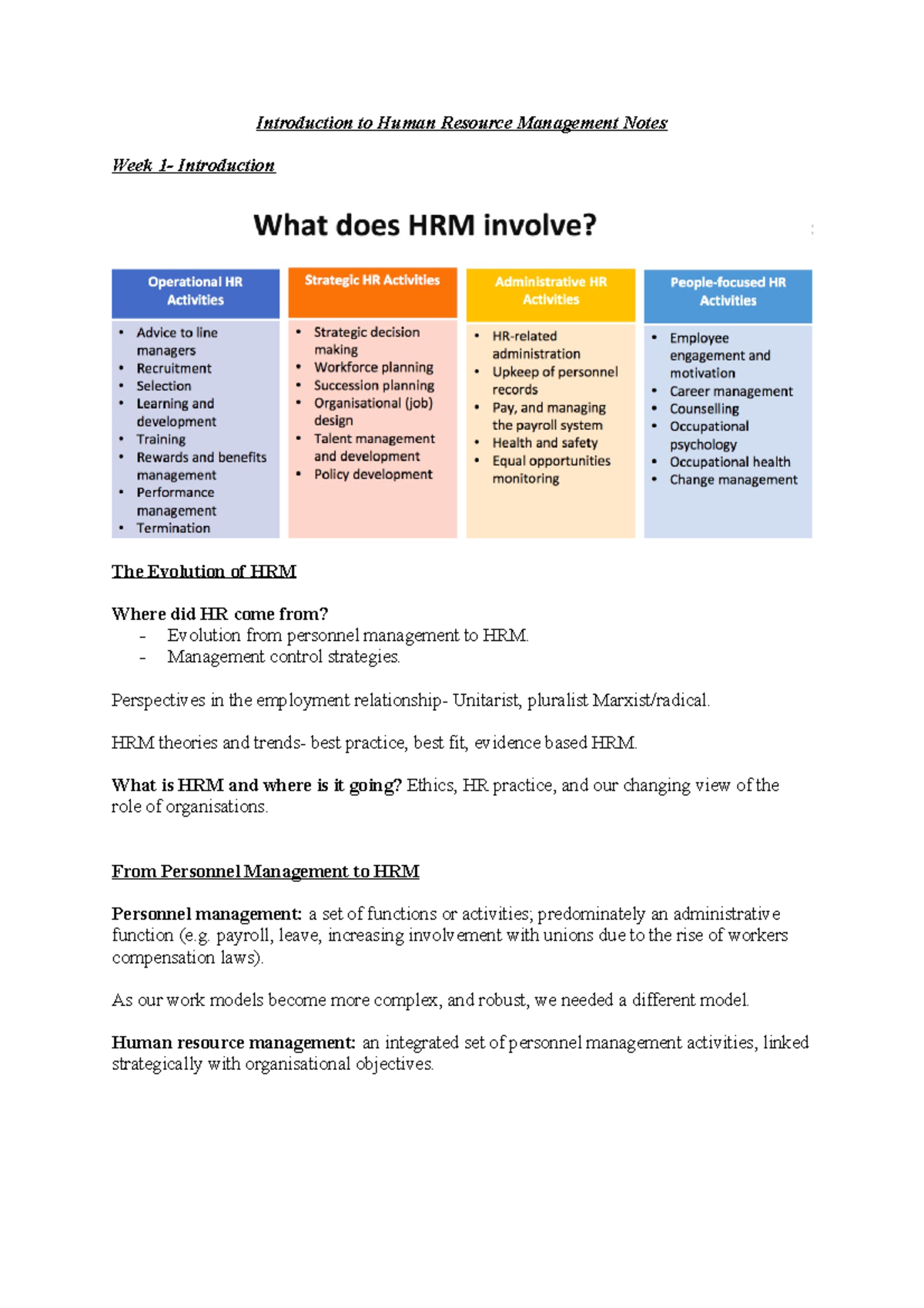 Introduction to Human Resource Management Notes - 21555 - Studocu