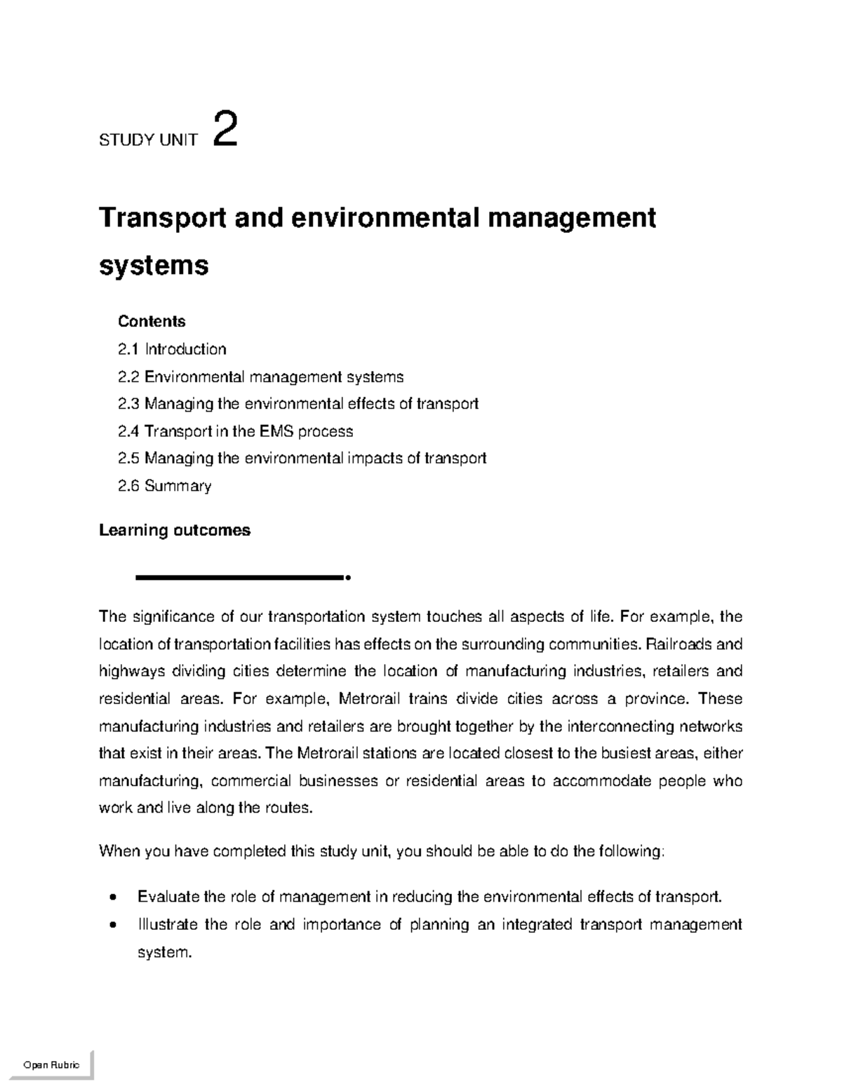 Study UNIT 2 - Summary Sea Transport - STUDY UNIT 2 Transport and ...