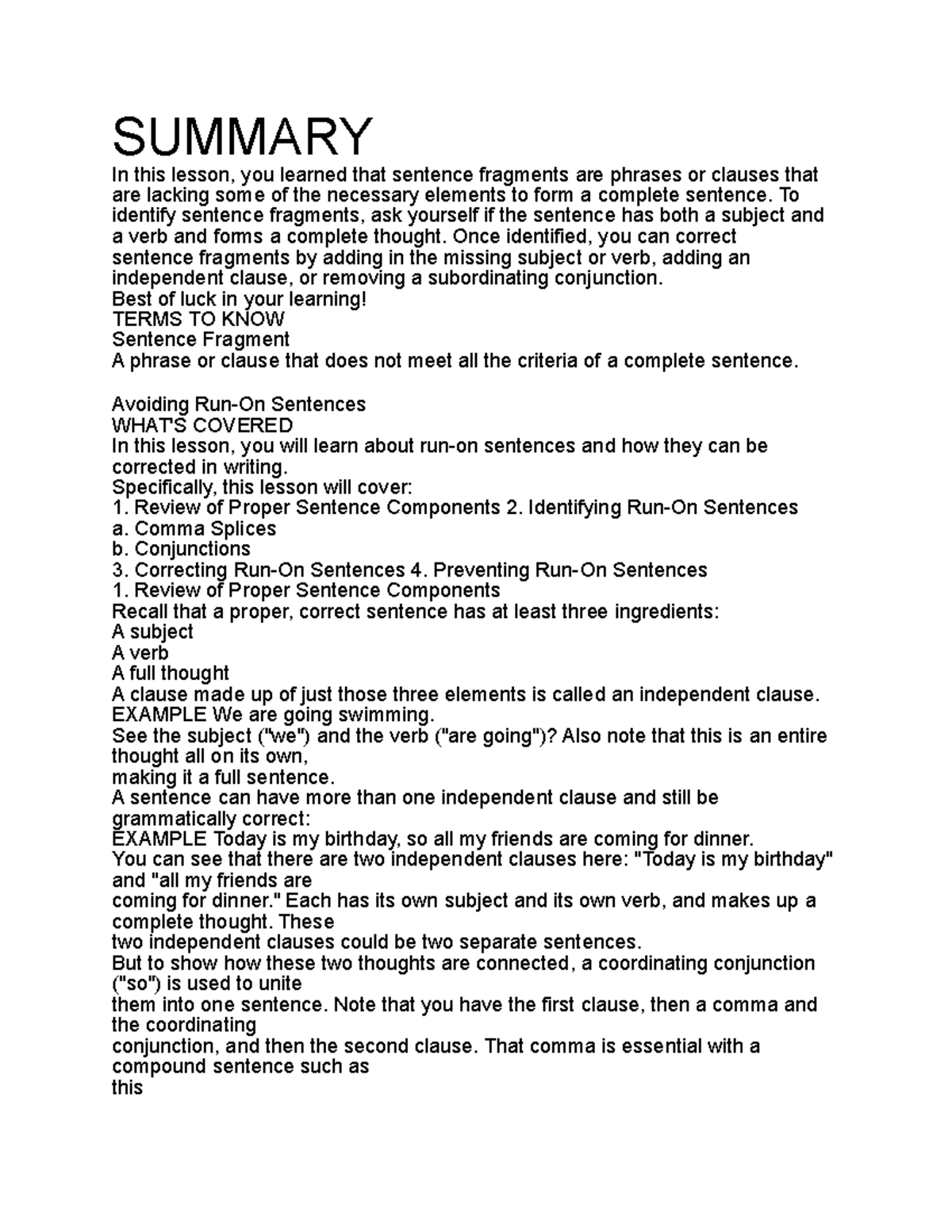 summary essay composition