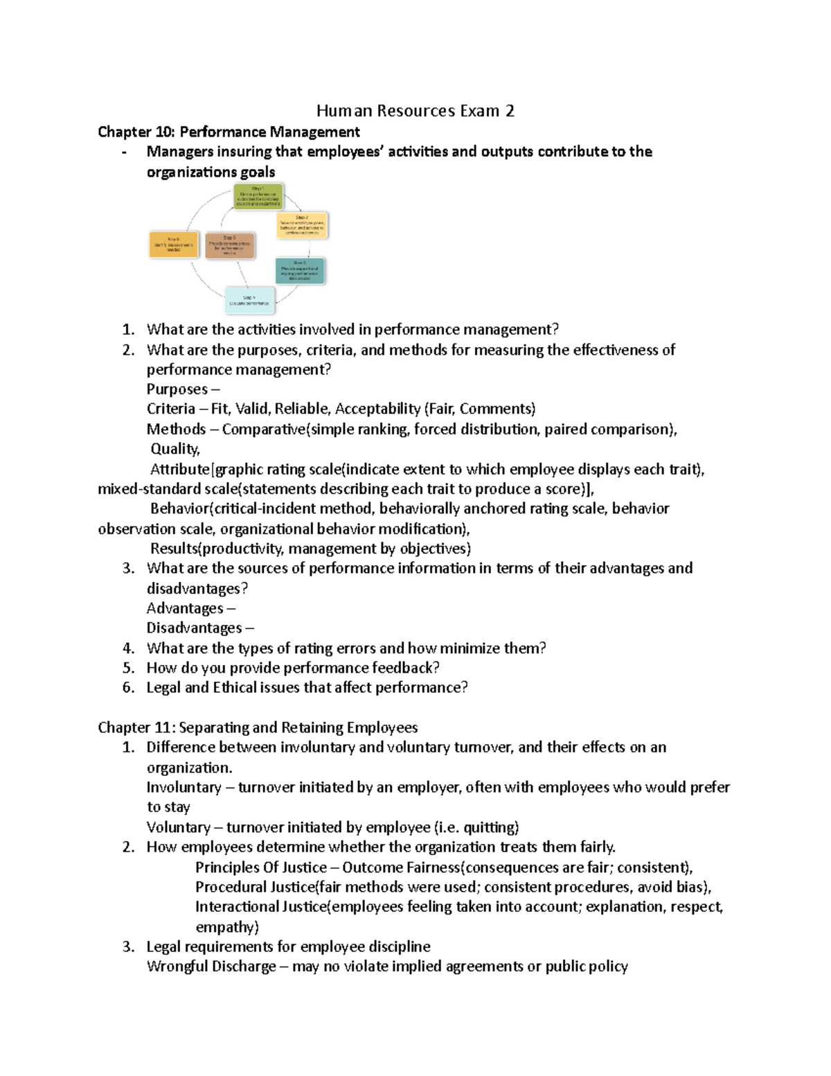 Human Resources Exam 2 Exam 2 Study Guide Notes Human Resources