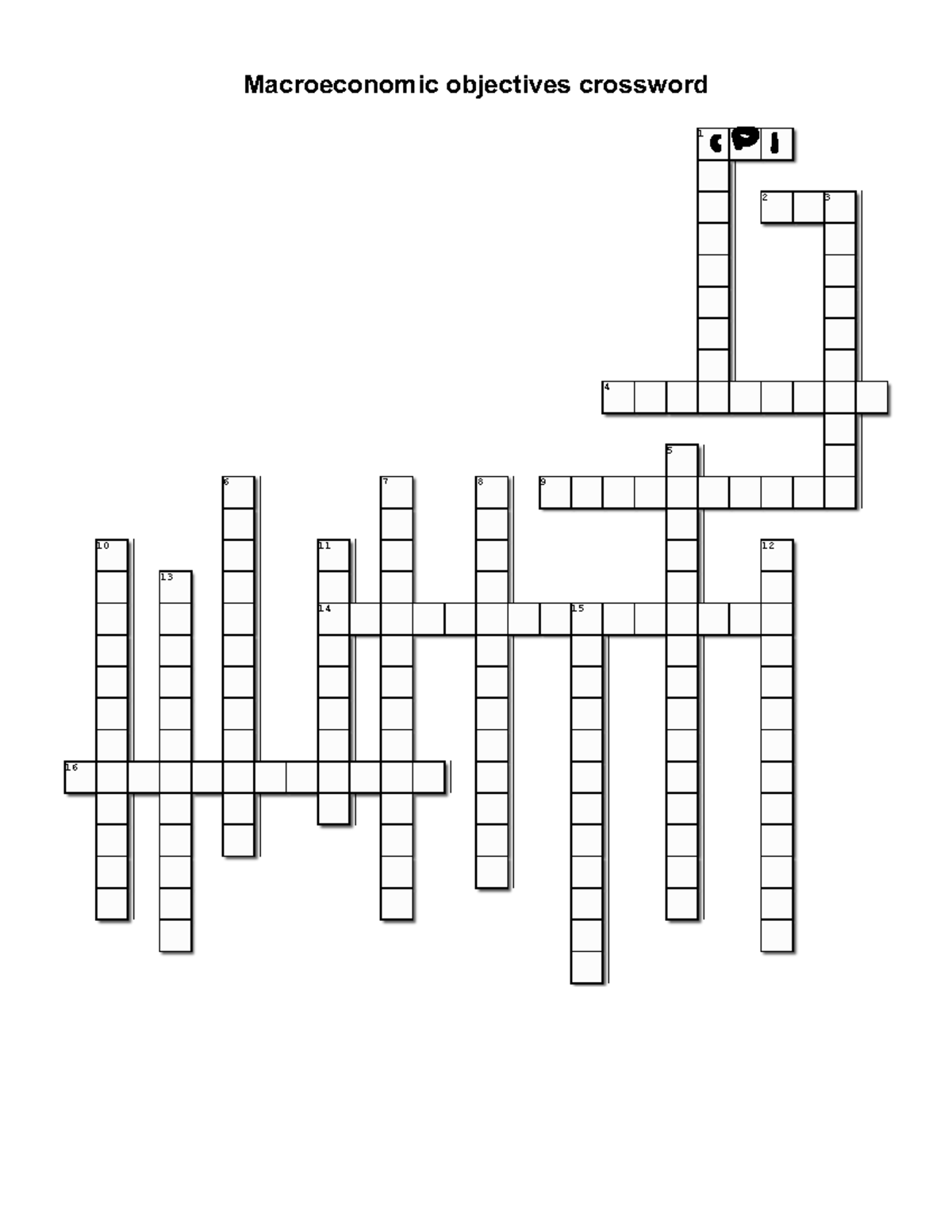 Crosswordeconomicobjectives Macroeconomic objectives crossword Down 1. This unemployment