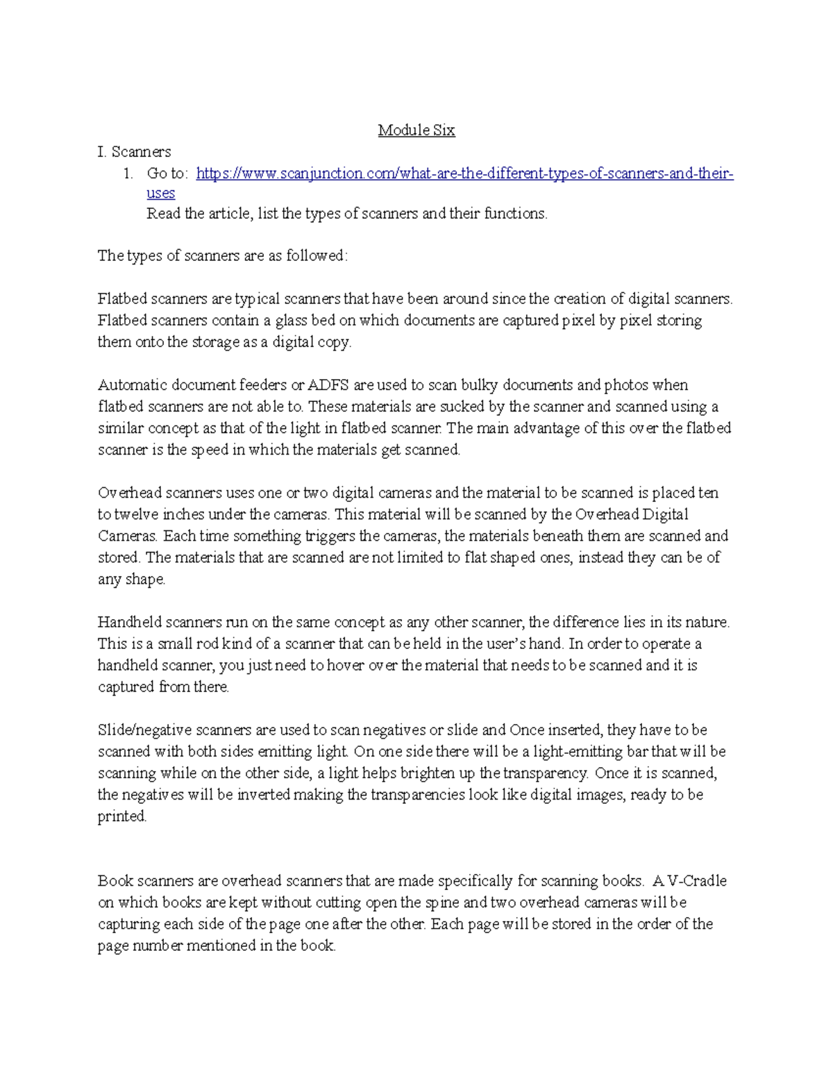 Educational Technology Module Six - Module Six I. Scanners Go to: - Studocu