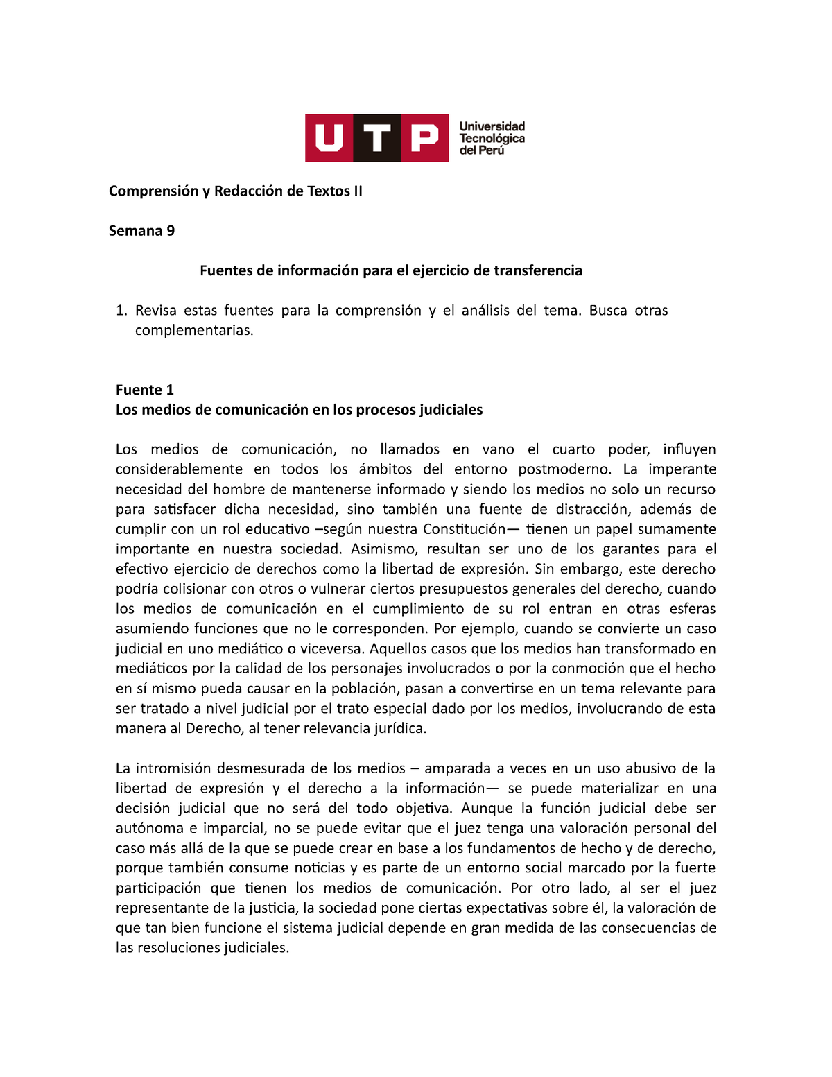 Semana 9 - Fuentes De Información (1) - Comprensión Y Redacción De ...