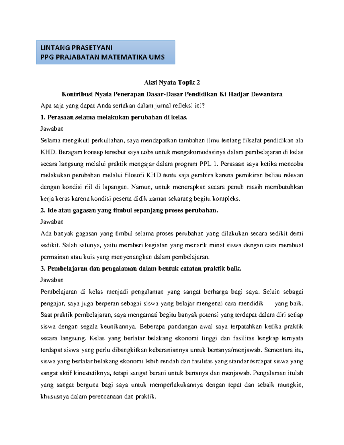 Aksi Nyata Topik 2 Lintang Prasetyani - Aksi Nyata Topik 2 Kontribusi ...