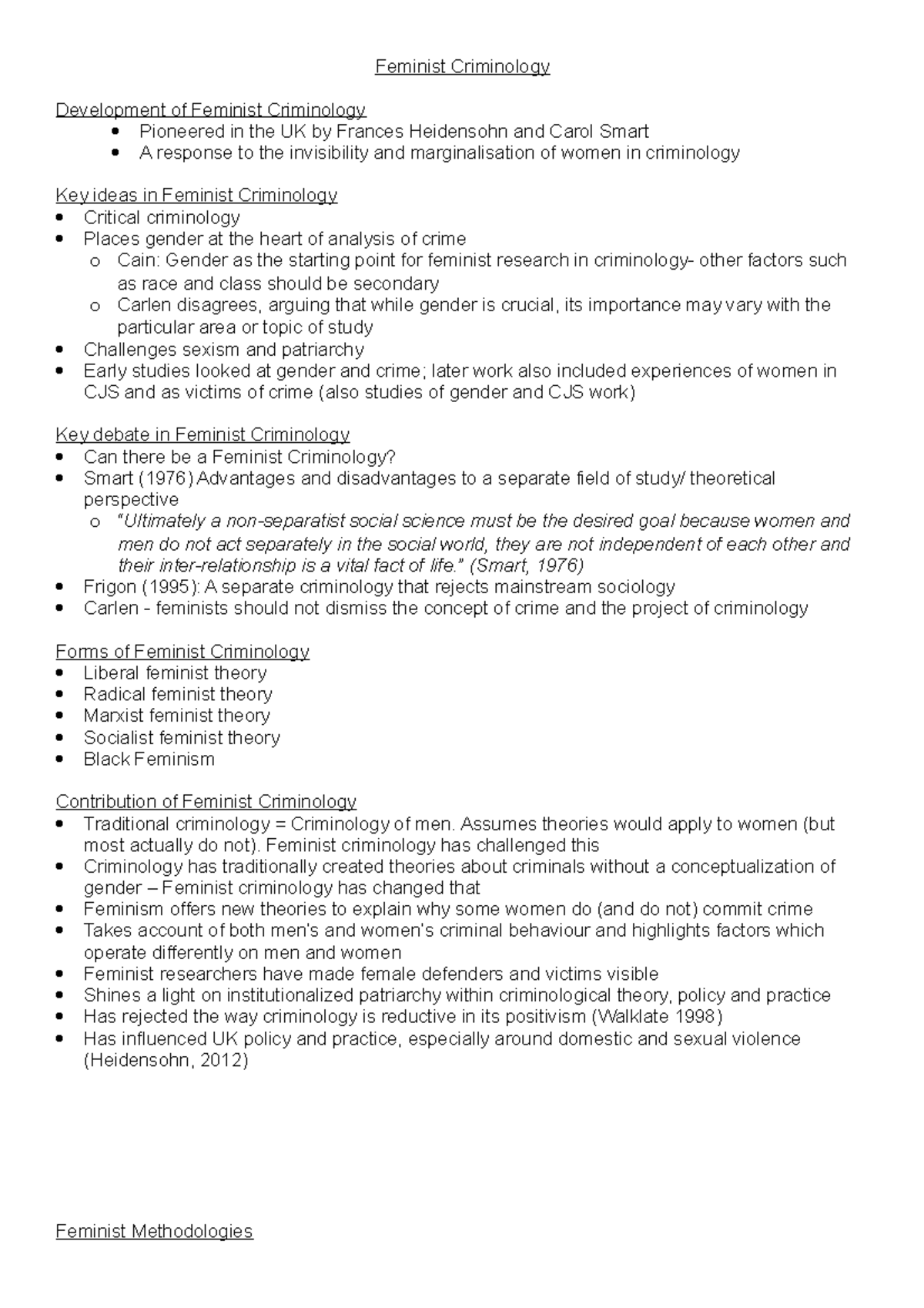 Feminist Criminology 1st Year Module Feminist Criminology