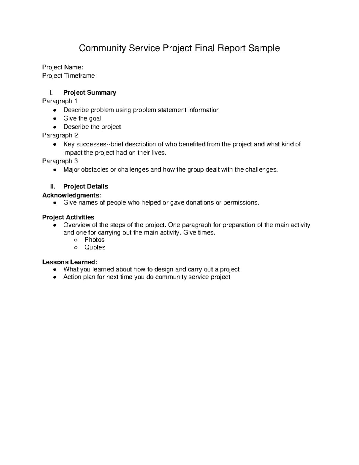 Day6 Final Report Template Community Service Project Final Report