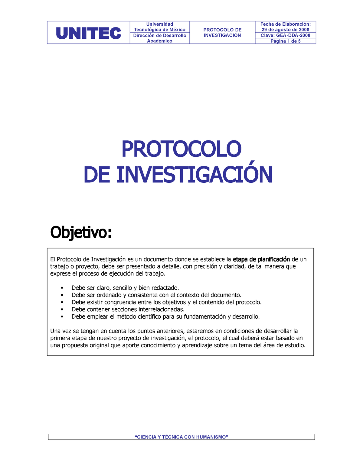 Protocolo De Investigacion - Debe Ser Claro, Sencillo Y Bien Redactado ...