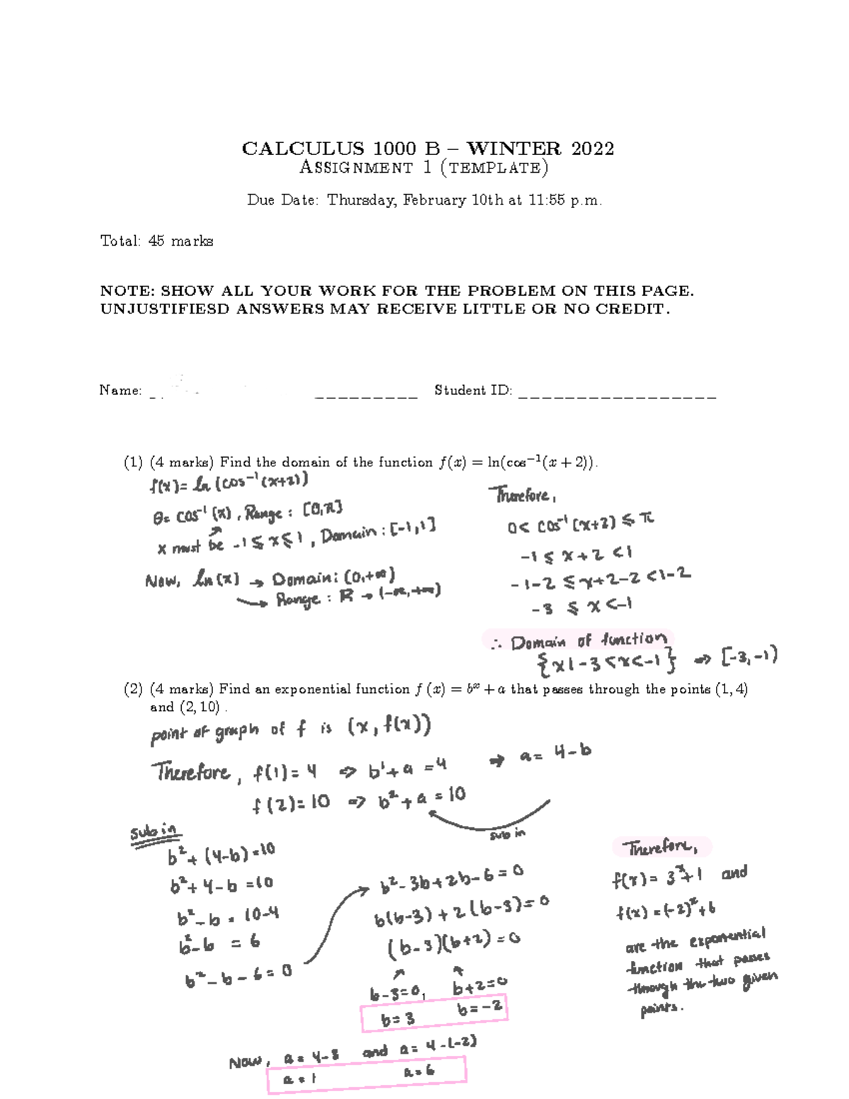 Assignment+1+template - CALCULUS 1000 B — WINTER 2022 Assignment1 ...