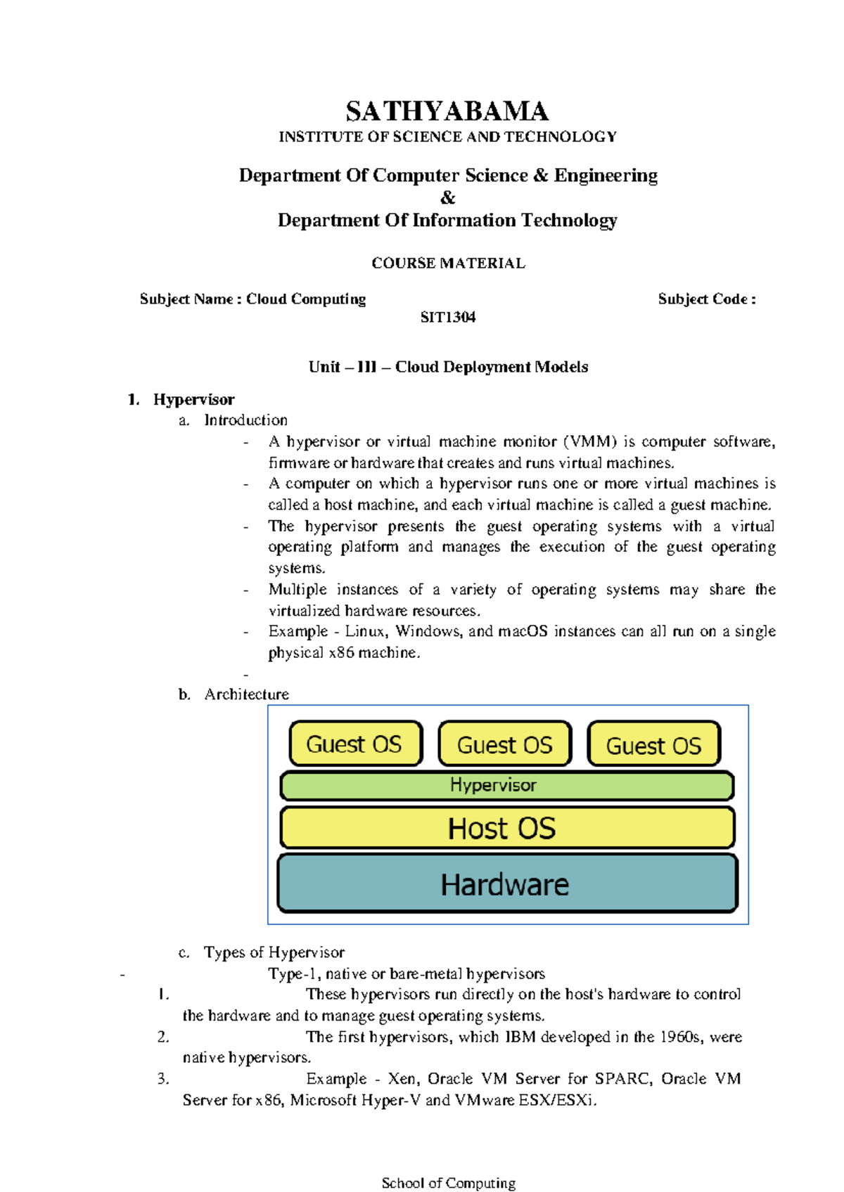 Unit3 - Dhcffu - SATHYABAMA INSTITUTE OF SCIENCE AND TECHNOLOGY ...