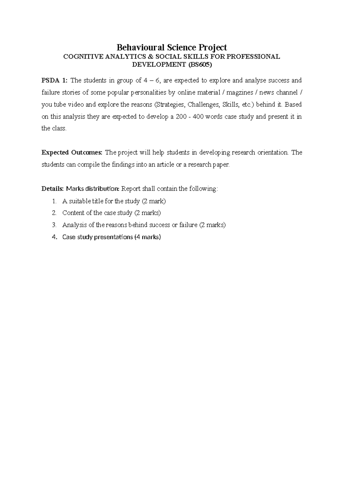 BS605 - Interdisciplinary Project - Behavioural Science Project ...