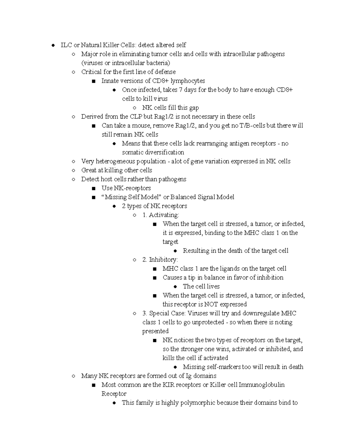 Natural Killer Cells Lecture ILC or Natural Killer Cells detect