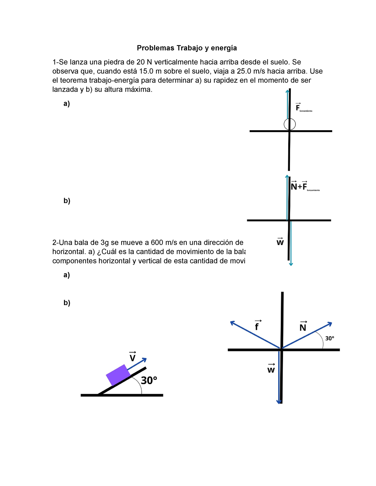 Problemas Trabajo Y Energ Ã A - Problemas Trabajo Y Energía 1-Se Lanza ...