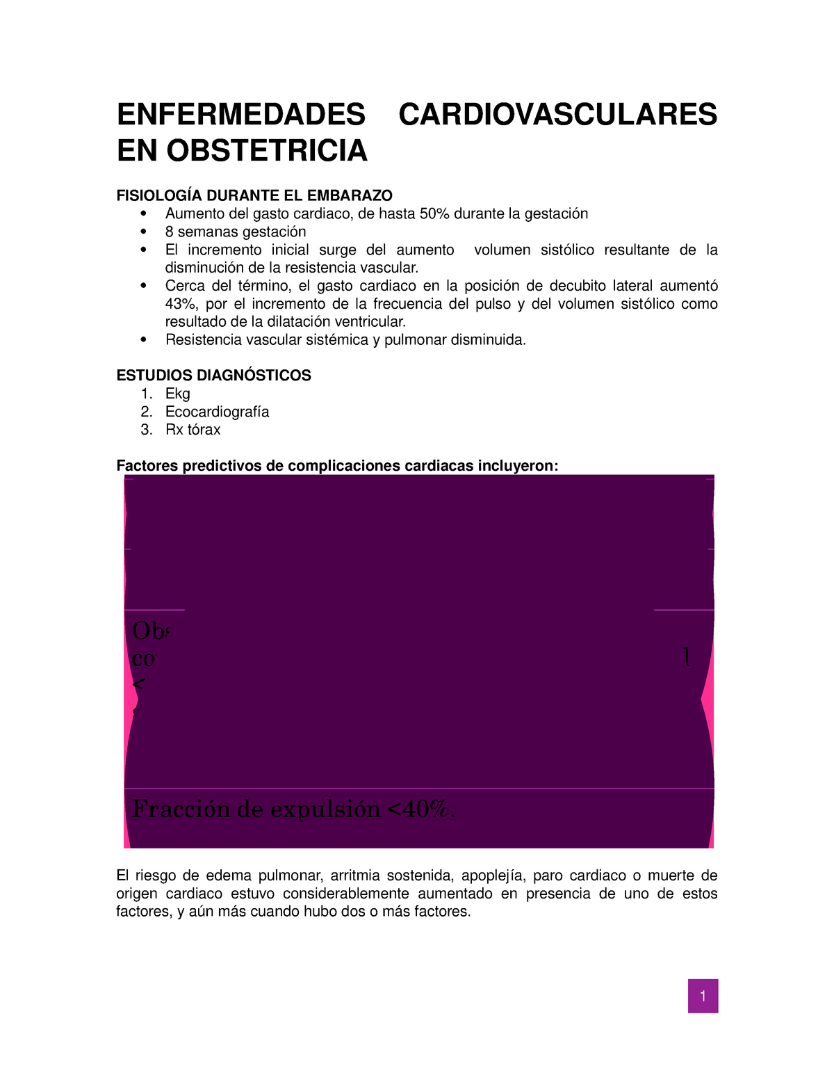 Enfermedades Cardiovasculares En Obstetricia Studocu