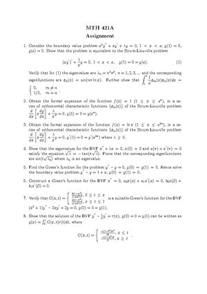Assign 3 Putzer 1 - MTH 421 Assignment - 3 Use the Putzer algorithm to ...