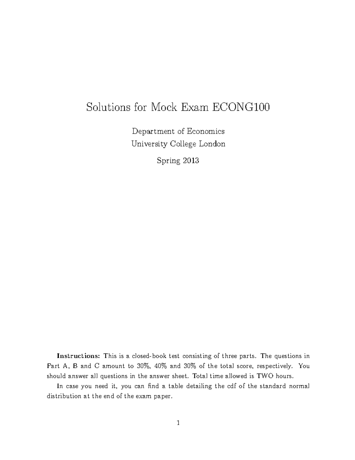 2012-13 mock solutions - Solutions for Mock Exam ECONG Department of ...