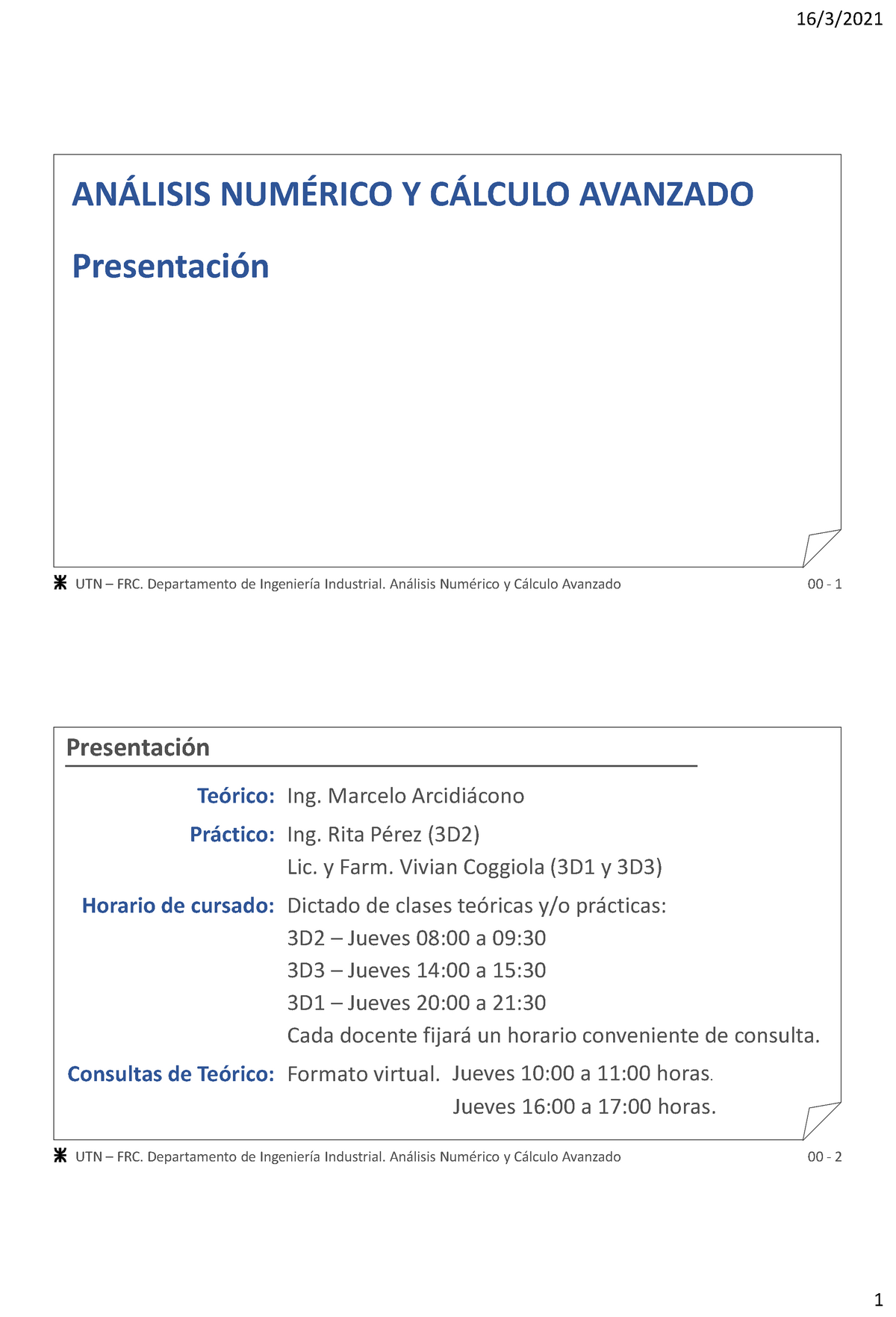 Anyca 2021-00 - Apuntes 1 - 16/3/ 1 ANÁLISIS NUMÉRICO Y CÁLCULO ...