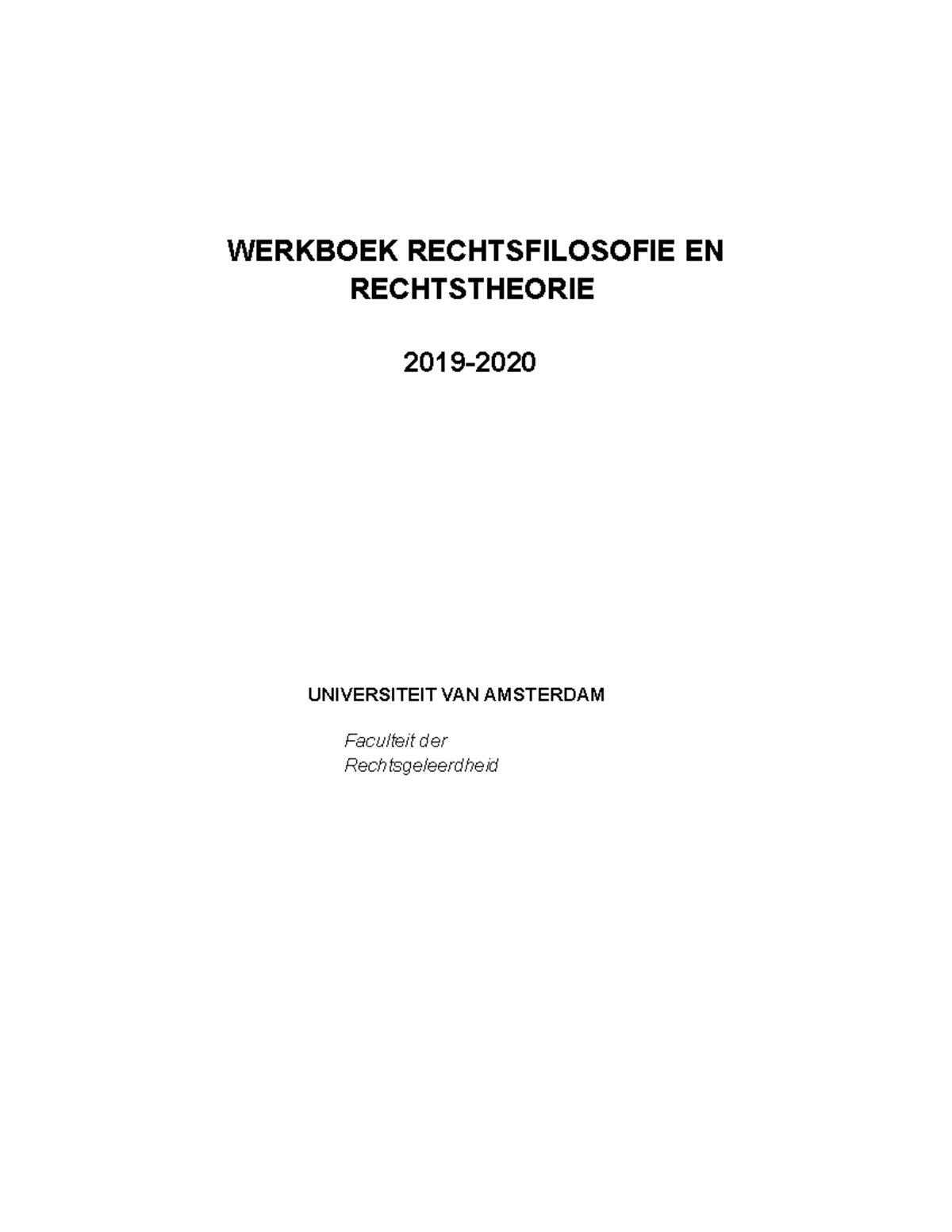 Werkboek Rechtsfilosofie En Rechtstheorie 2019-2020 - WERKBOEK ...