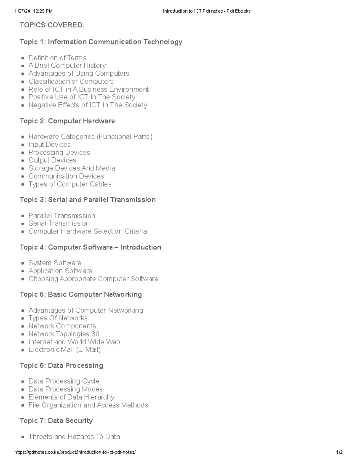 Introduction to ICT course outline BM - 1/27/24, 12:29 PM Introduction ...