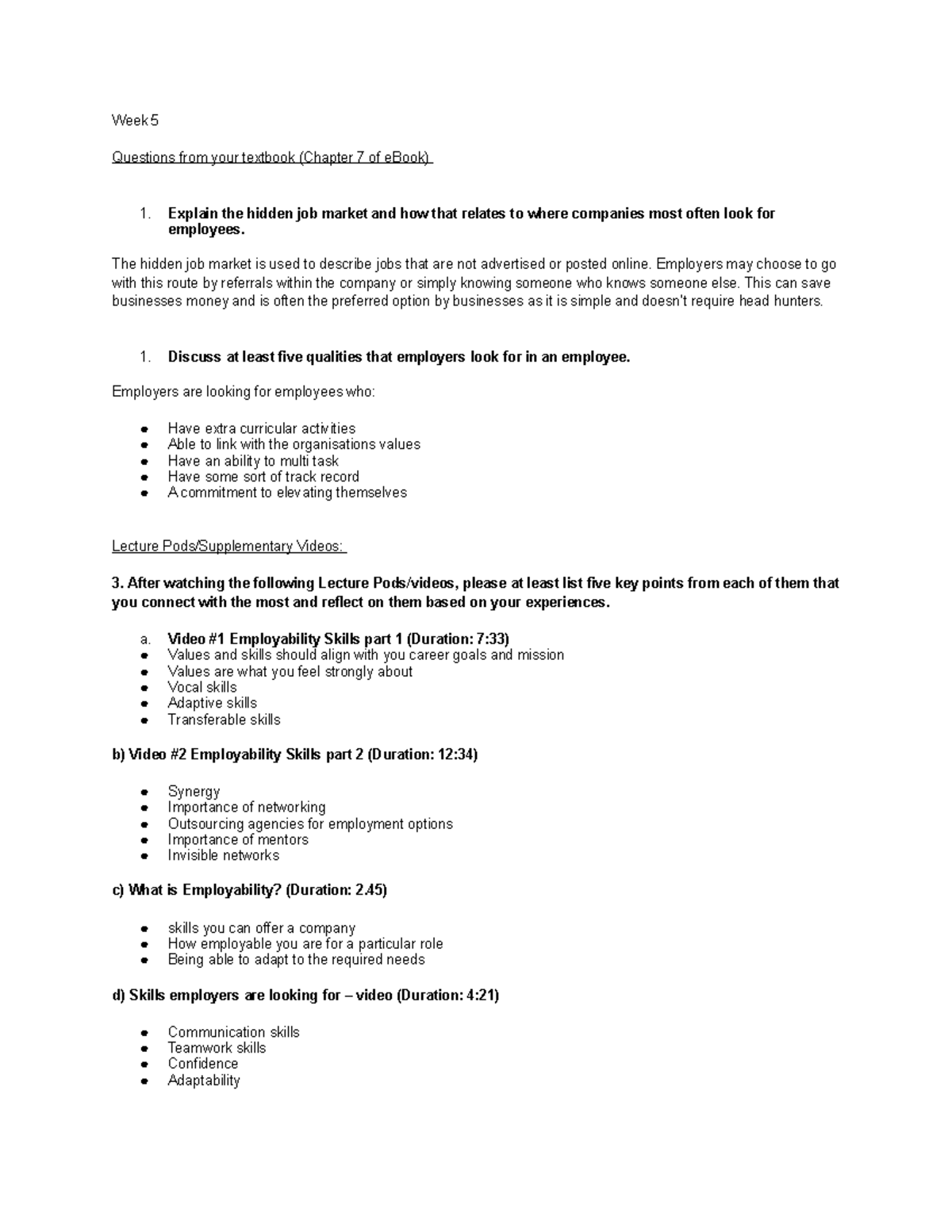 Week 5 - Week 5 Notes - Week 5 Questions From Your Textbook (Chapter 7 ...