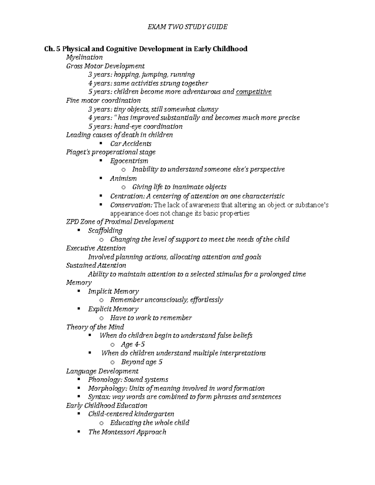 Exam 2 Study Guide-2 - EXAM TWO STUDY GUIDE Ch. 5 Physical and ...