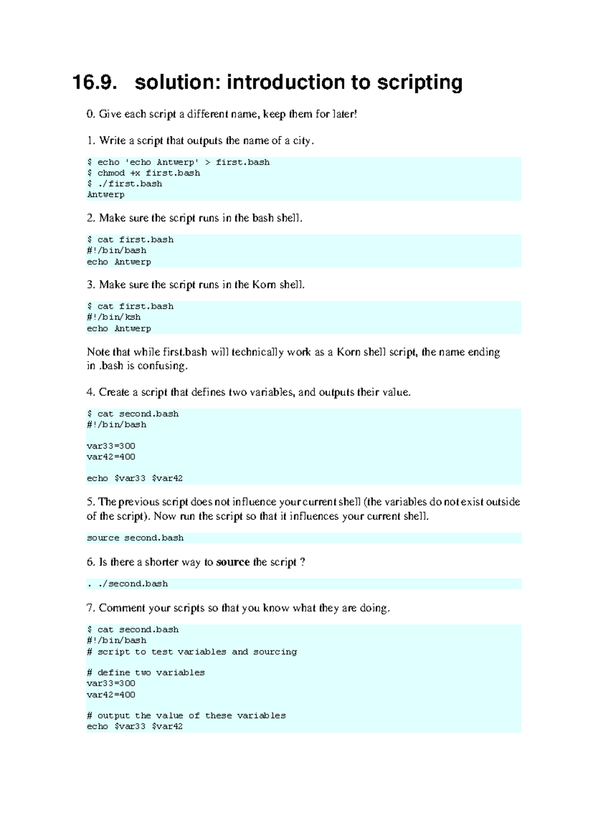 Linux notes-16 - 16. solution: introduction to scripting 0. Give each ...