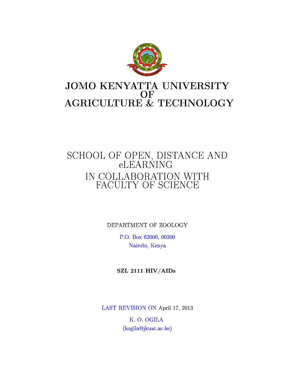 SZL2111 - opeyo - JOMO KENYATTA UNIVERSITY OF AGRICULTURE & TECHNOLOGY ...