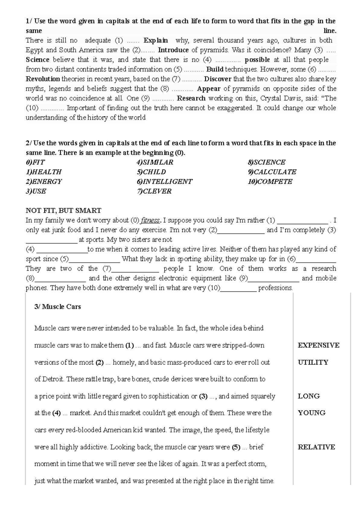 Sua tu trong doan - ... - 1/ Use the word given in capitals at the end ...