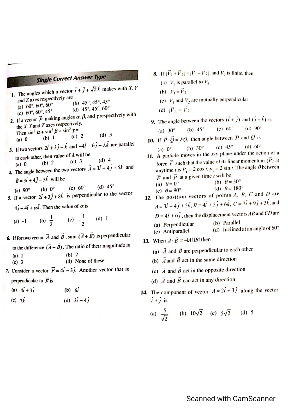 Vector Practice Problems - Physics - Studocu