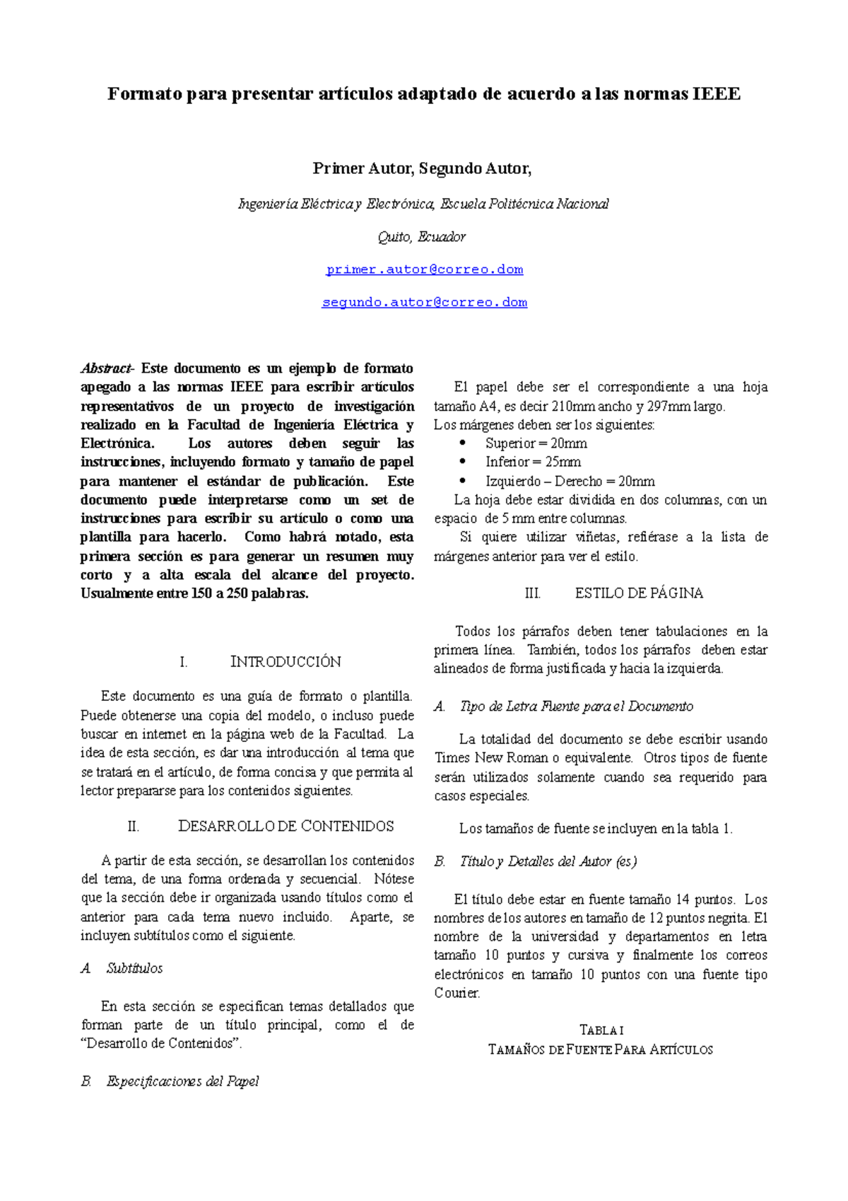 Formato IEEE Paper Formato para presentar artículos adaptado de acuerdo a las normas IEEE