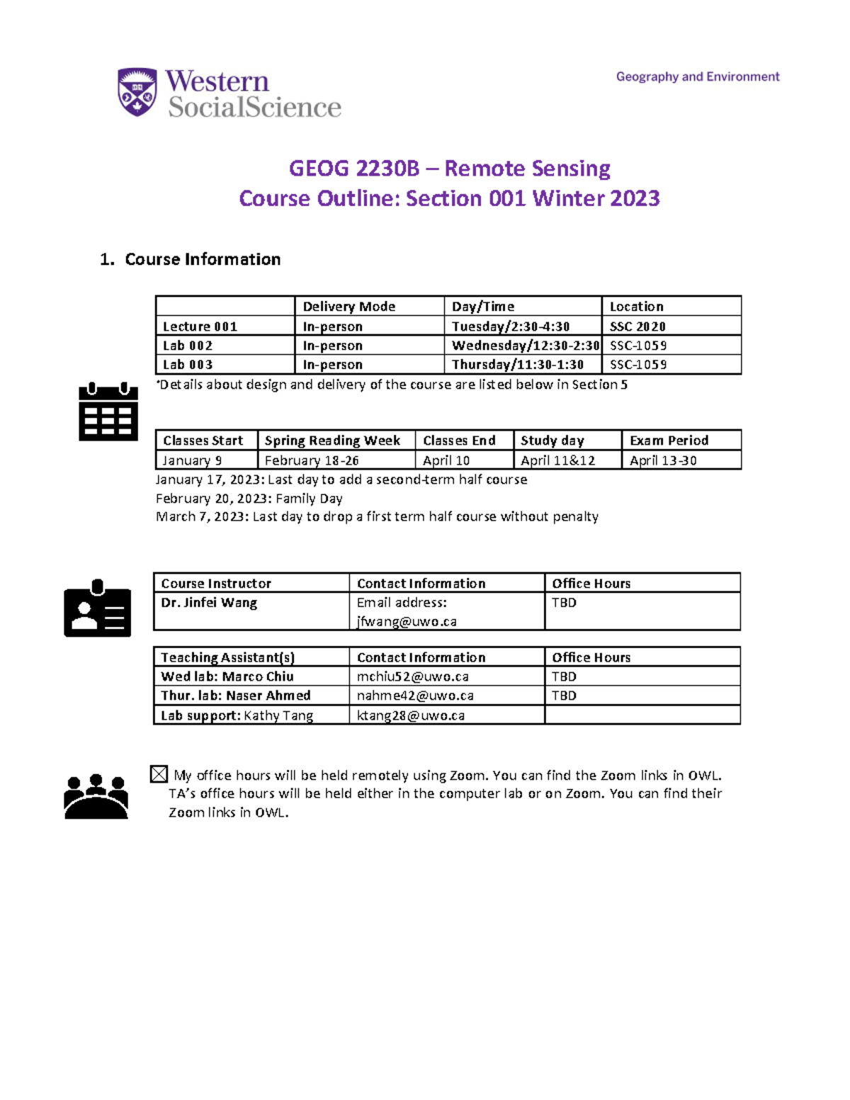 Syllabus Winter 2023 2230B - GEOG 2230B – Remote Sensing Course Outline ...