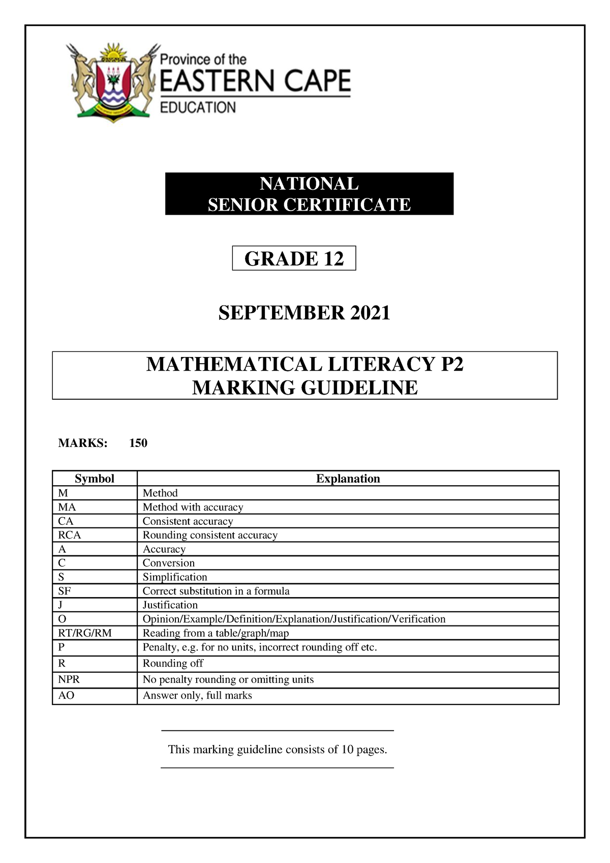 Maths LIT P2 MEMO GR12 SEPT2021 English final NATIONAL SENIOR 