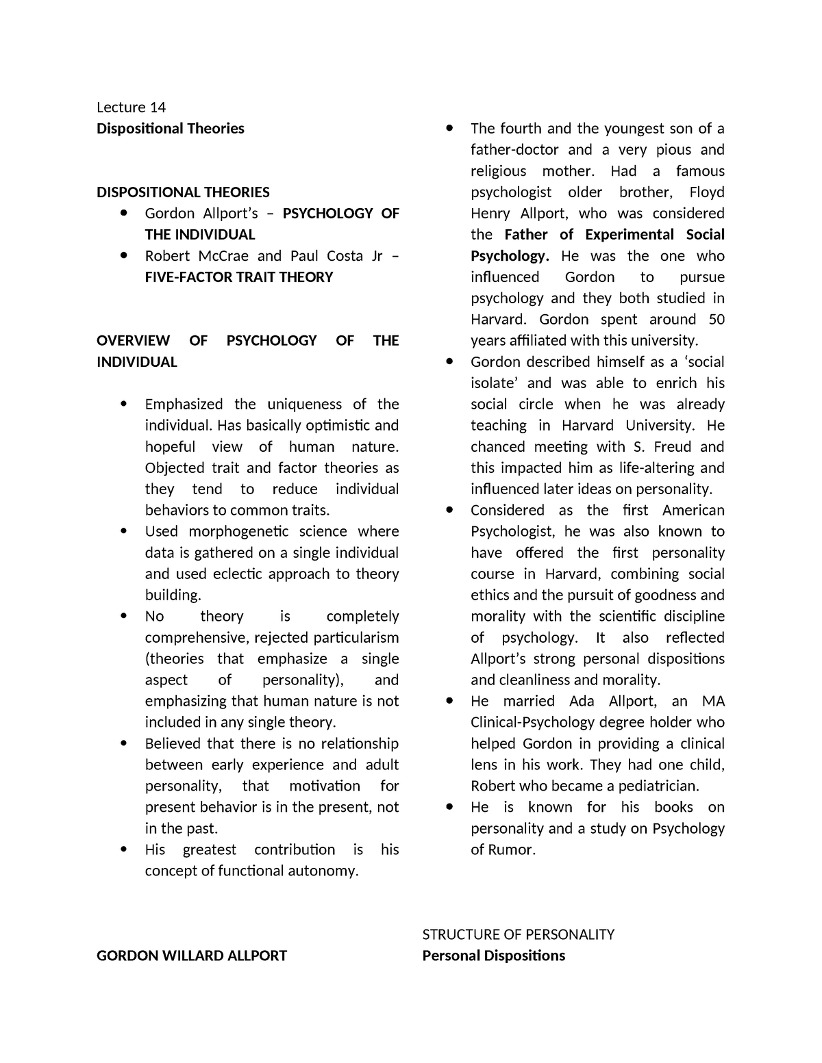 Lecture 14 Reviewers - Reviewer for TOP - Lecture 14 Dispositional ...