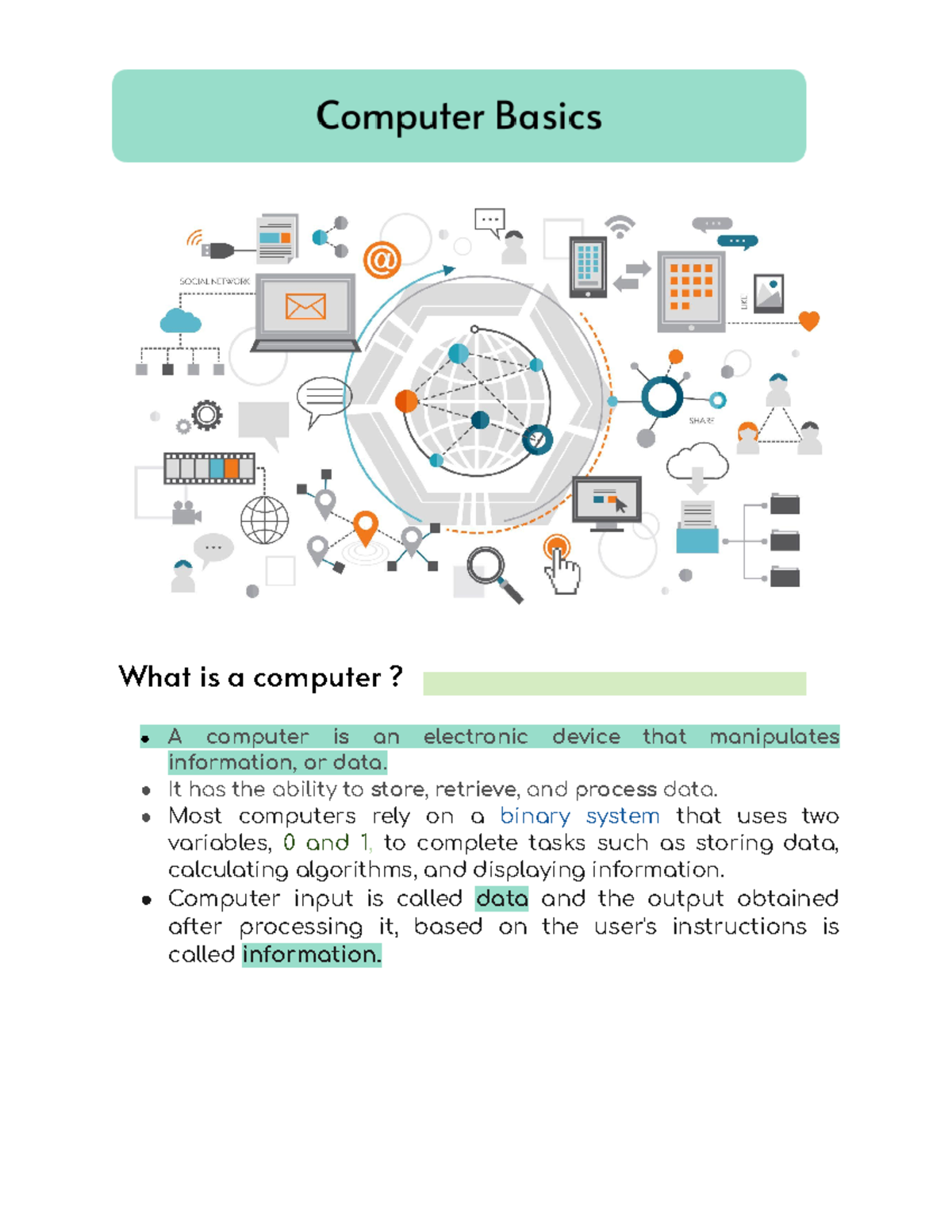 Basics of Computer Science - What is a computer? A computer is an ...