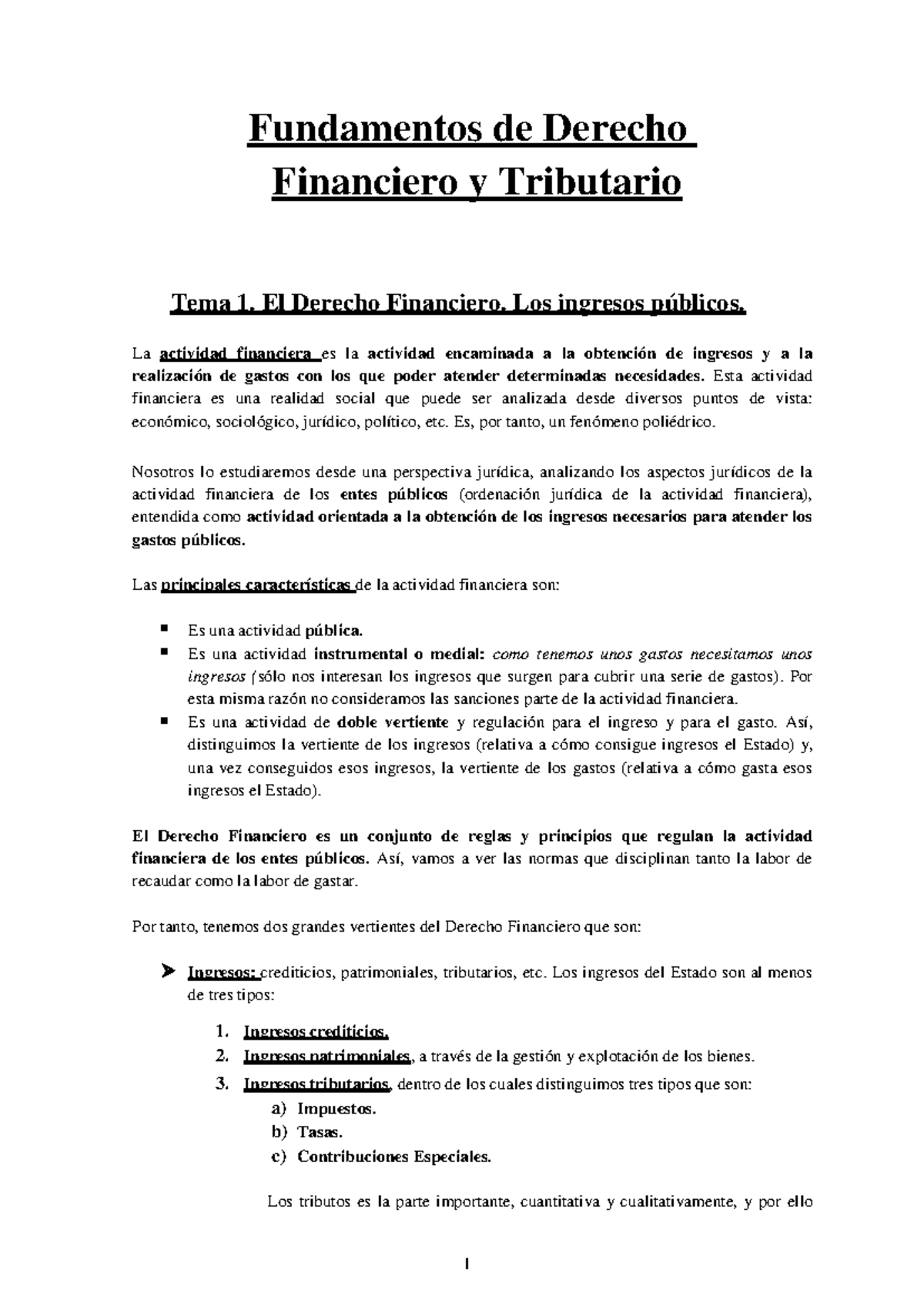 Apuntes Tributario Final Fundamentos De Derecho Financiero Y