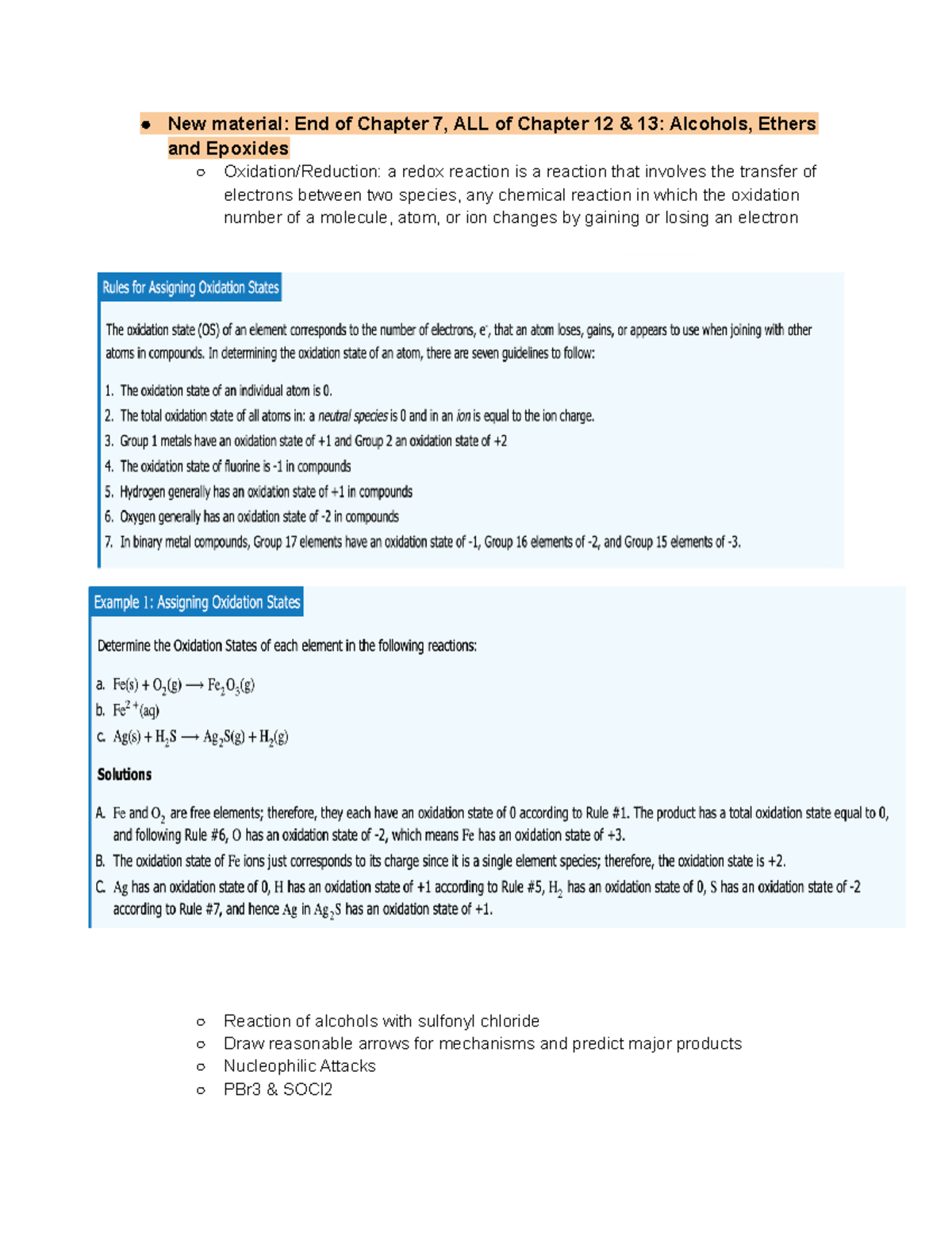 Final Exam Topics Review for Organic Chem 1 Exam New material End of