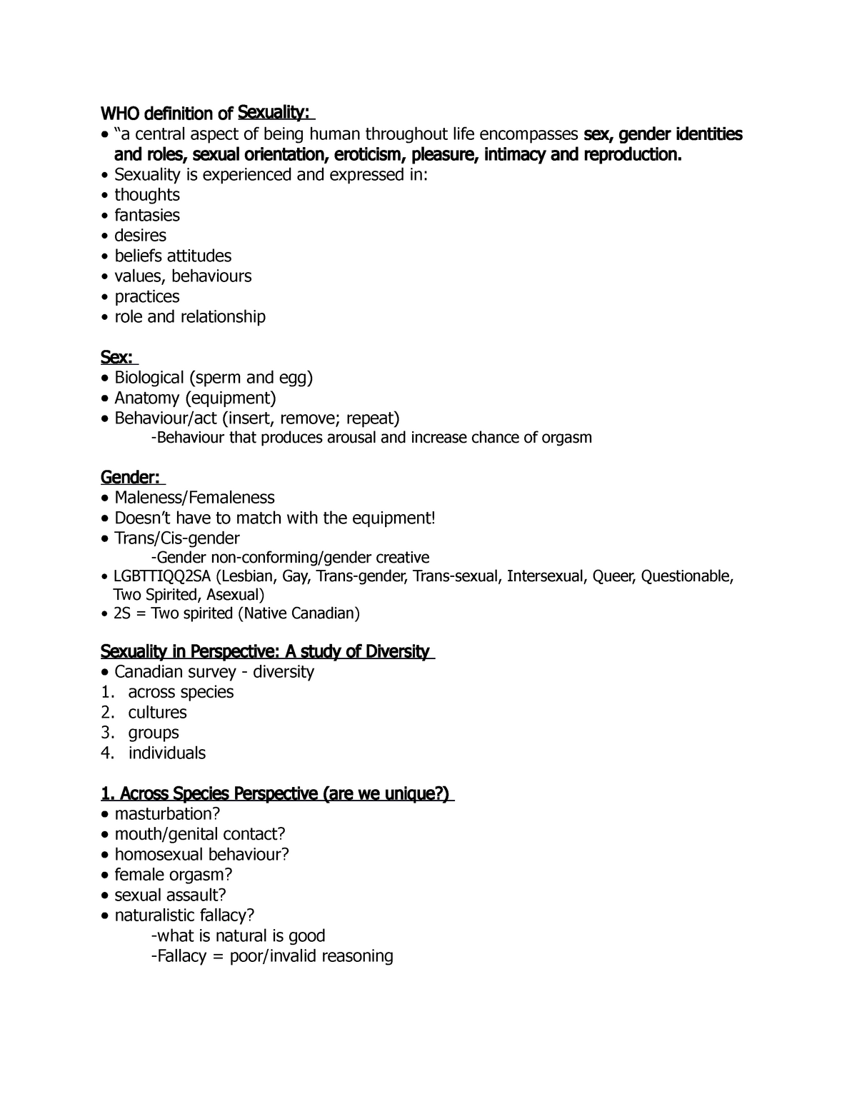 Lecture 1 Intro And Sex Research Who Definition Of Sexuality • “a Central Aspect Of Being 