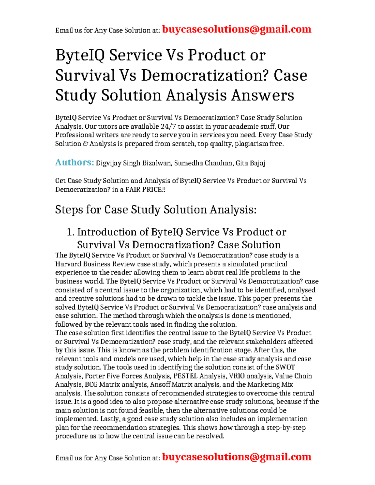 Case Solution ByteIQ Service Vs Product or Survival Vs Democratization ...